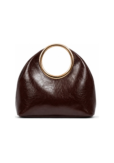 Nura Collection Milano Icon Gold Metal Saplı Kadın El Ve Omuz Çantası Kahverengi - 896351481 Kahverengi
