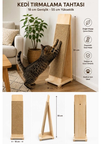 Reyo Narım Kedi Tırmalama Aparatı Tırmalama Tahtası 55x18 Cm