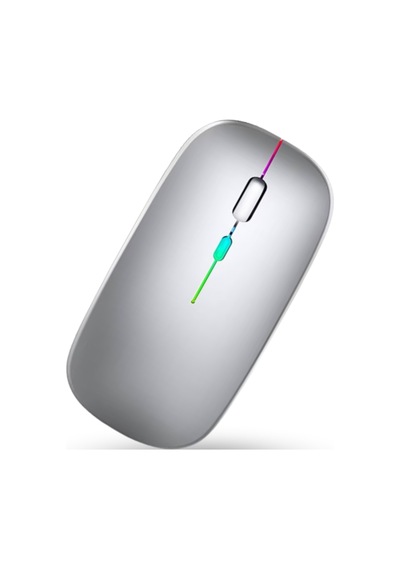 Büro Ev Ofis Bilgisayarı İçin Rgb Gümüş Şarjlı Kablosuz Mouse Diğer