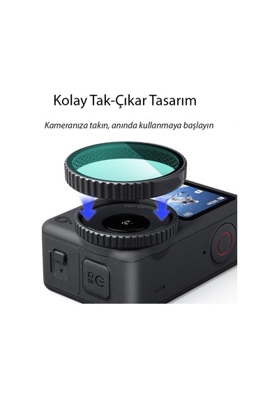 Teknoroket DJI Osmo Action 6 Uyumlu 4'lü Lens Filtre Seti (CPL + ND8 + ND16 + ND32)