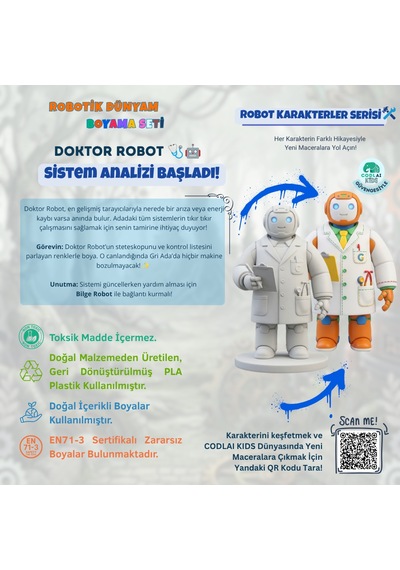 Codlaı Kids Robotik Dünyam 3d Boyama Seti - Çocuklar İçin Eğitici Yaratıcı Oyuncak Boyama Kiti - Doktor Robot