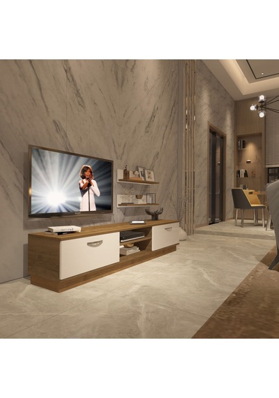 Decoraktiv Eko 4b Mdf Dvd Tv Ünitesi Tv Sehpası - Pera Beyaz Meşe - Beyaz