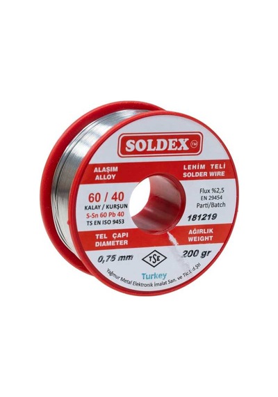 Soldex 200 G %60SN %40 PB Lehim Teli 0.75 MM