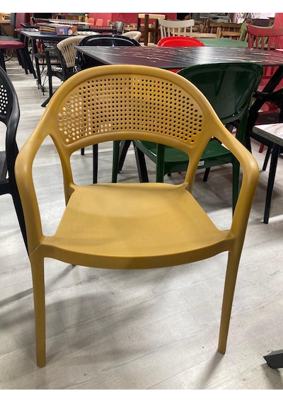 Perfora Model Şık Plastik 4 Adet Hardal Renk Sandalye