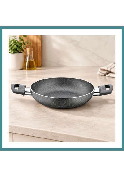 Trendexa Granit Tava 22 Cm Çift Saplı Gri Kırçıllı Mac