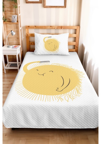 Evimde Bambaşka Sevimli Güneş Sarı Çocuk Odası Tek Kişilik Pike Takımı - Modern 160x220 CM Kapitone Yatak Örtüsü Evimde Bambaşka Sevimli Güneş Sarı Çocuk Odası Tek Kişilik Pike Takımı - Modern 160x220 CM Kapitone Yatak Örtüsü