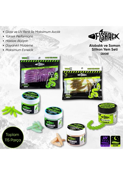 Silikon Yem Seti - Alabalık Ve Somon Yem Seti - 115 Parça - Fishack 2008