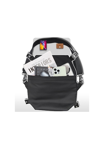 Lenyes Lb563 Dreamer Crossbody Serisi Su Geçirmez Deri Tasarımlı Çapraz Vücut Çantası Siyah Siyah