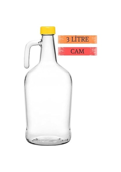 Şişe 3 Litre Saplı Zeytinyağı Şişesi Cam Şalgam Sirke Turşu Suyu Şişesi Büyük Yağlık Diğer