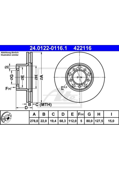 W126 Mercedes Ön Fren Diski S Seri 1979-1991 M110-M116 Motor