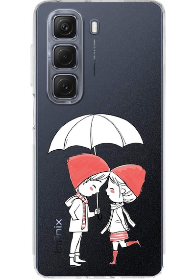 İnfinix Hot 50 Pro İle Uyumlu Aşk Baskılı Tasarım Kamera Korumalı Şeffaf Silikon Kılıf Şeffaf