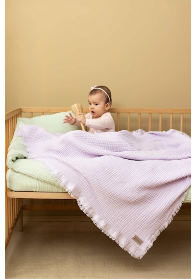 Zeypba Bebek & Çocuk İçin % 100 Pamuk 4 Katlı Müslin Örtü 110x110 CM Lila