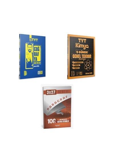 2027 2027 Benim Hocam Tyt Coğrafya + Kimya 5 Günde Genel Tekrar Kampı Konu + Anla Kazan Paragraf Deneme 3'lü Set