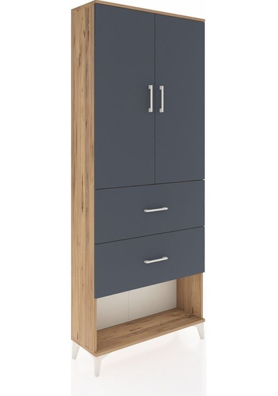 Arges Dolap 2 Raflı 2 Çekmeceli 2 Kapaklı 88x30x221 Çam-antrasit Atlas Çam