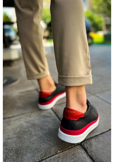 Chekich Ch979 - Santoni Gbt Spor Erkek Ayakkabı Sıyah/kırmızı Sıyah-kırmızı