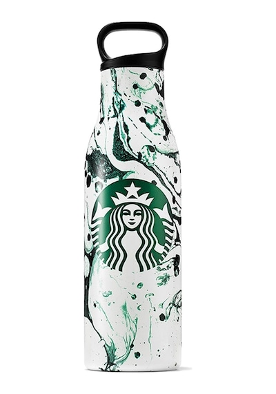 Starbucks® Paslanmaz Çelik Yeşil Benekli Su Şişesi 532 ml - Siyah