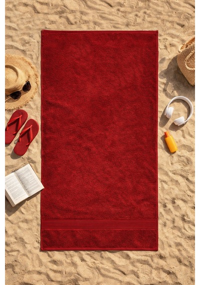 Bordo Plaj Havlusu %100 Pamuk Sertifikalı Deniz & Havuz Havlu 70x140cm