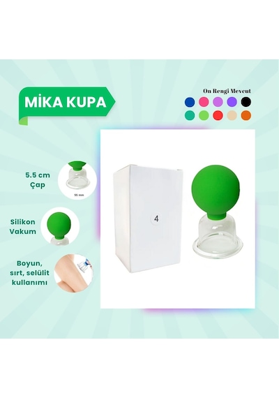 Silikon Vakumlu Mika Yüz Masaj Kupası No:4 Açık Yeşil Çok Renkli