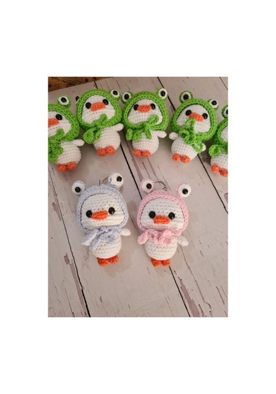 Amigurumi Örgü Sevgili Anahtarlık Çift Anahtarlık Ördek Set Beyaz