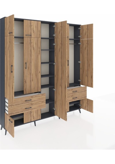 Arges Dolap 12 Raflı 4 Çekmeceli 2 Askılı 220x30x243 Antrasit-çam/çam Atlas Çam/atlas Çam Arges Dolap 12 Raflı 4 Çekmeceli 2 Askılı 220x30x243 Antrasit-çam/çam Atlas Çam/atlas Çam
