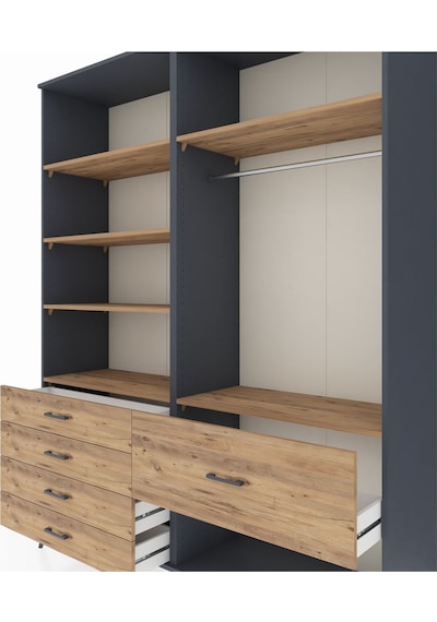 Hyperion Gardrop 6 Raflı 5 Çekmeceli Tek Askılı 176x44x221 Antrasit-çam Çam Hyperion Gardrop 6 Raflı 5 Çekmeceli Tek Askılı 176x44x221 Antrasit-çam Çam