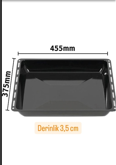 Ankastre Parlak Derin Fırın Tepsisi 2 Li Set 45,5 37,5 3,5 Cm Granit Siyah