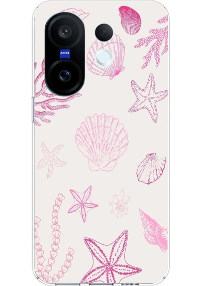Vivo X200 Fe Uyumlu Pembe Deniz Yıldızı Ve Kabuk Baskılı Silikon Kılıf Renkli
