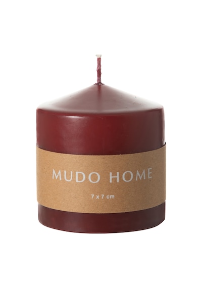 Mudo Home Sütun Mum Bordo 7x7cm