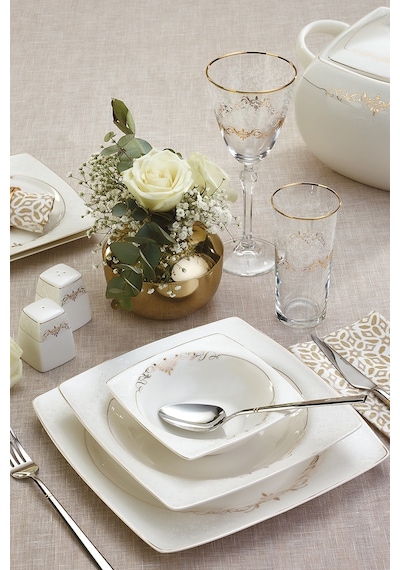 Ems Fine Bone Lorella Gold 61 Parça 12 Kişilik Yemek Takımı