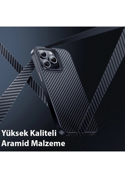 Hoco Apple iPhone Uyumlu iPhone 15 Pro As7 Kevlar Kılıf Manyetik Magsafeli Telefon Kılıfı- 5775 Siyah