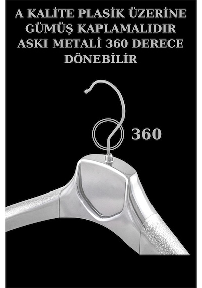 5 Adet A Kalite Gümüş Kaplama Plastik Ceket Askısı Elbise Askısı Gümüş