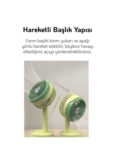 El Fanı Masaüstü Vantilatör Soğutucu Teleskopik 3 Kademe Type-c Hızlı Şarj Mini Soğutucu