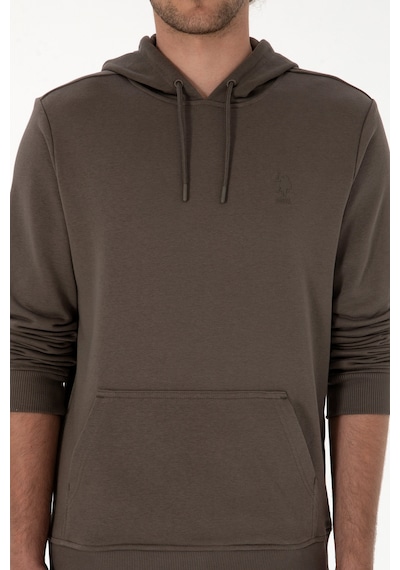 U.S. Polo Assn. Erkek Regular Fit Kapüşonlu Vizon Basic Sweatshirt 50313720-VR052