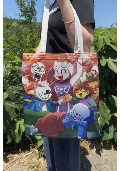 Zipzap Undertale V2 Çift Taraflı Kanvas Baskı Bez Çanta Bilgisayar Oyun Video Oyunu