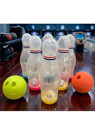 8 Parçalı Şeffaf Işıklı Ve Sesli 6'lı Labutlu 2 Toplu Taşıma Çantalı Oyuncak Bowling Seti