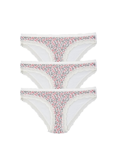 Pemilo Kadın 3'Lü Paket Desenli Bikini Külot Ekru-Ekru-Tek Ebat Ekru