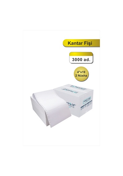 4x19 Kantar Fişi 2 Nüsha 3000 Adet , Beyaz Otokopili Sürekli Form 4''x19 Cm