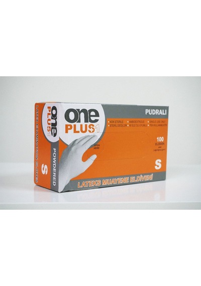 One Plus Pudralı Lateks Muayene Eldiveni 100'lü One Plus Pudralı Lateks Muayene Eldiveni 100'lü