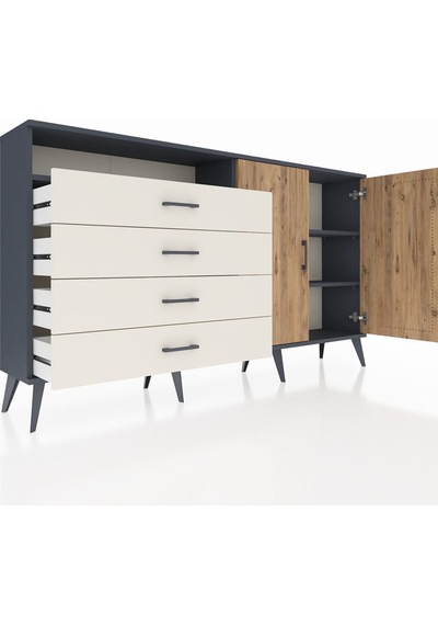 Arges Konsol 3 Raflı 4 Çekmeceli 2 Kapaklı 176x30x99 Antrasit-çam/aytaşı Atlas Çam/aytası - Antrasıt Arges Konsol 3 Raflı 4 Çekmeceli 2 Kapaklı 176x30x99 Antrasit-çam/aytaşı Atlas Çam/aytası - Antrasıt