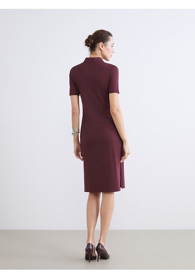 Lcwaıkıkı Classic Bordo Polo Yaka A Kesim Modal Karışımlı Elbise