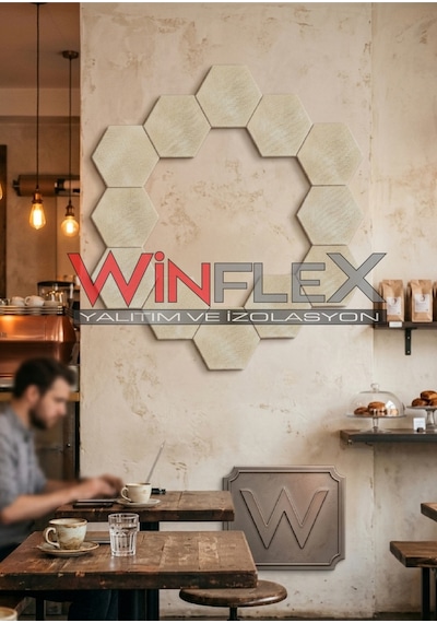 Winflex 12'li Altıgen Akustik Kumaş Panel 17x20 Cm Krem
