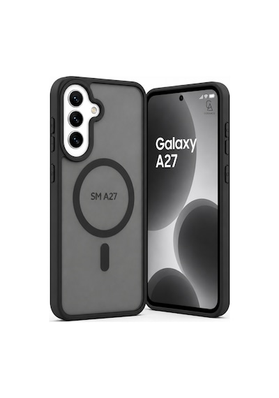 Samsung Galaxy A27 Ile Uyumlu Kılıf Magsafe Şarj Özellikli Mat Arka Yüzeyli Kapak Siyah