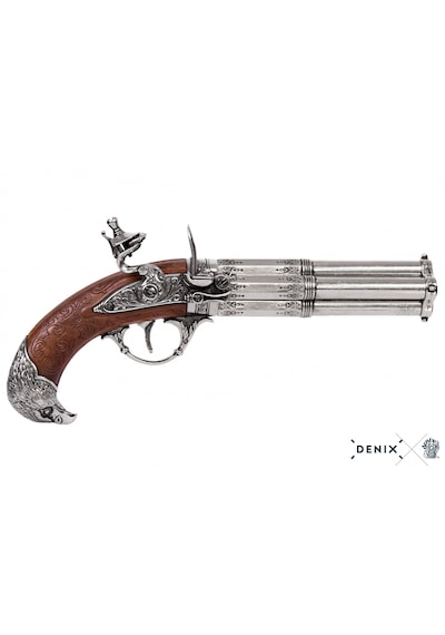 Denix 4 Barrel Eagle 18th France Pistol 30cm Koleksiyon Obje