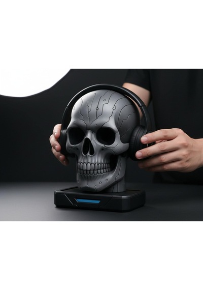 Happy3dworld Kafatası Kulaklık Standı, 3d Baskı Gotik Gaming Masaüstü Dekor