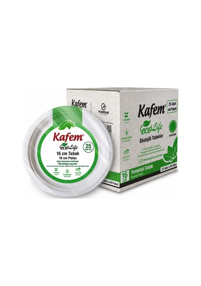 Kafem Ekolojik Karton Tabak 16 Cm 25 Li X 40 Paket Koli