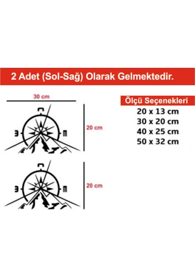 Pusula, 2 Adet, Dağ Off Road Oto Sticker Araba Sticker