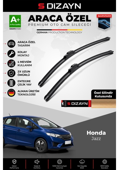 S-dizayn Honda Jazz Ön Cam Silecek Seti 2015-2020 Premium Araca Özel 65-35 Cm A+ Kalite