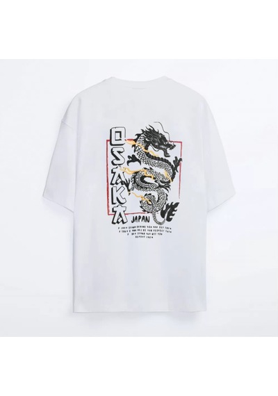 Flood Of Style Unisex Beyaz Oversize T-shirt Baskılı Osaka Tişört