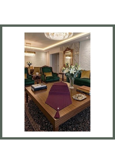 Bezos Çizgili Tek Runner, Colber Tek Runner 40x140cm Mürdüm Bzstk