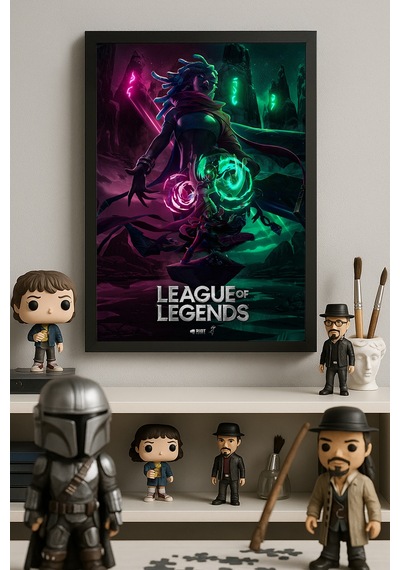 League Of Legends Siyah Ahşap Çerçeveli Poster, Dekoratif Oyun Duvar Tablosu